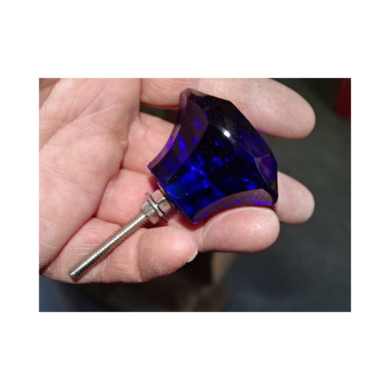 DIAMOND shaped glass button 50 mm ultramarine blue