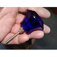 Pulsador cristal forma DIAMANTE 50 mm azul ultramar