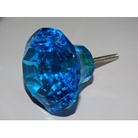 DIAMOND shaped glass button 50 mm turquoise color