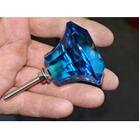 DIAMANT förmiger Glasknopf 50 mm türkise Farbe