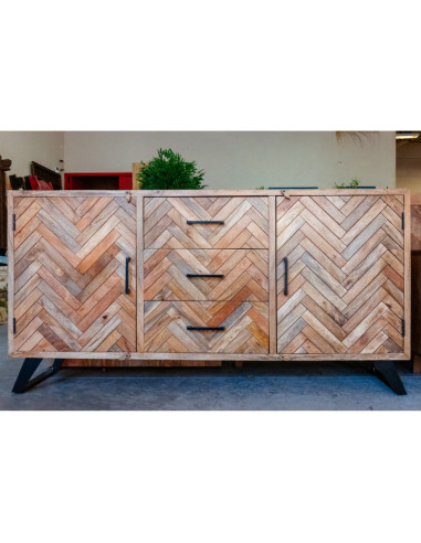 Buffet 2 portes 3 tiroirs pointes de Hongrie