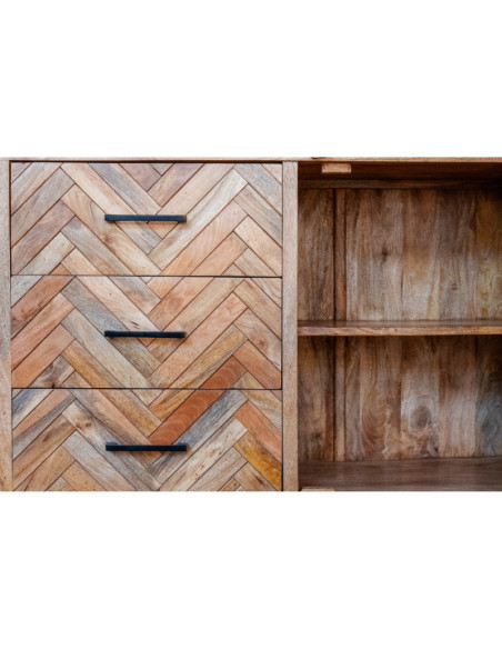 Buffet 2 portes 3 tiroirs pointes de Hongrie