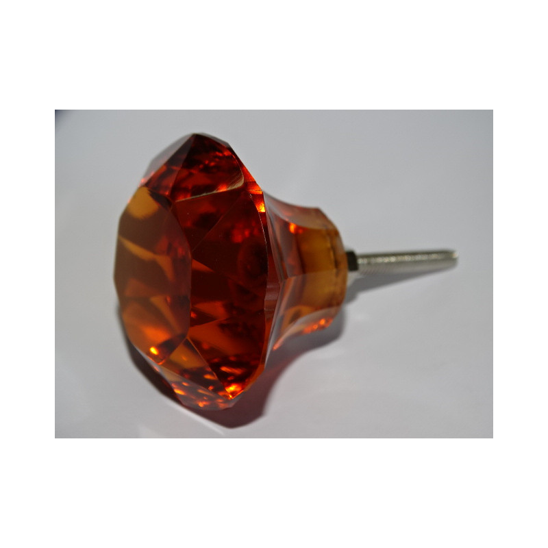 Pomo cristal forma DIAMANTE 50 mm color ámbar