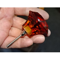 DIAMANT förmiger Glasknauf 50 mm Bernsteinfarbe