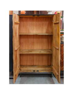 Armoire basse sculptée manguier patiné foncé 2