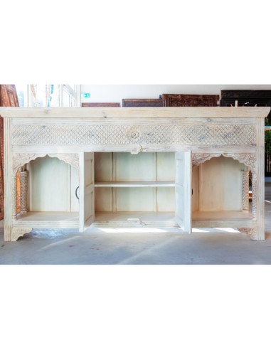 Buffet 2 arches indiennes sculptées blanc sablé