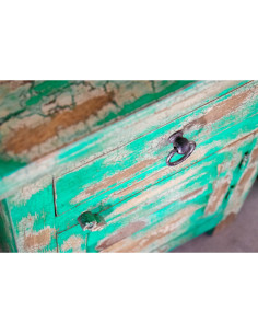 Paire de tables de chevet patine verte vieillie 2