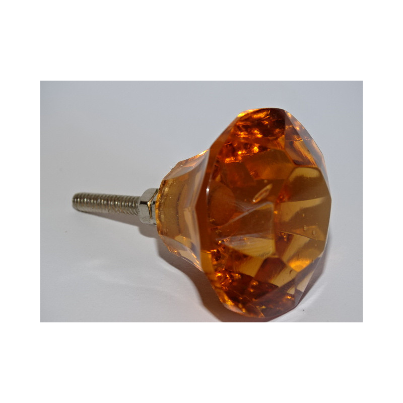 DIAMANT-förmiger Glasknopf 45 mm Bernstein