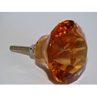 DIAMOND-shaped glass button 45 mm amber
