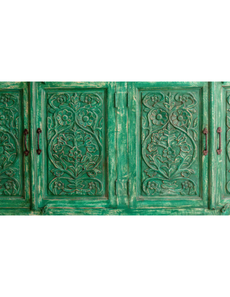 Buffet 4 portes sculptées vert patiné