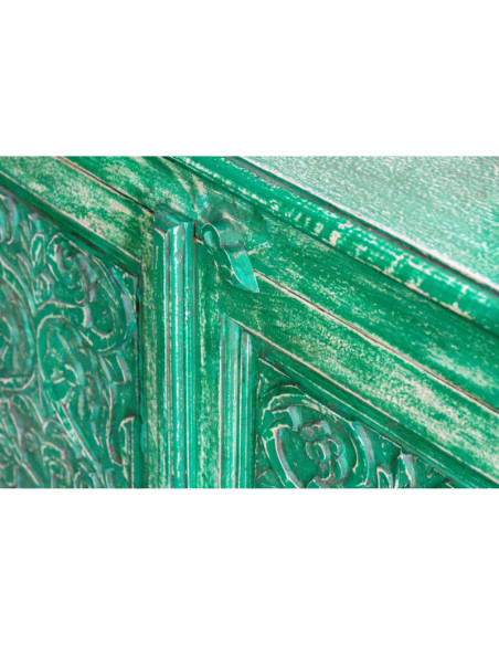 Buffet 4 portes sculptées vert patiné