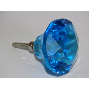 Bouton en verre en forme de DIAMANT 45 mm turquoise