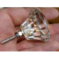 DIAMANT förmiger Glasknopf 40 mm transparent