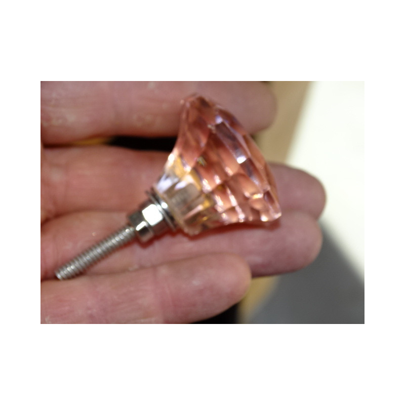 Botón de cristal en forma de DIAMANTE 35 mm salmón