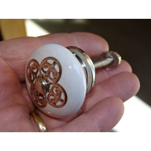 White porcelain handle with 4 round metal ornament 2