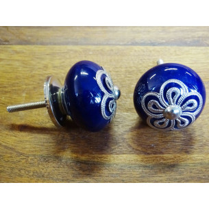 Metal handle flower ultramarine porcelain 2