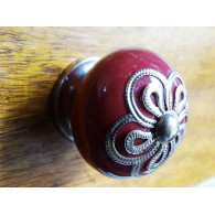 Metal handle flower bordeaux porcelain