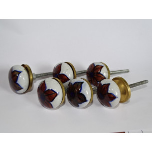 Set of 6 small dark brown flower buttons 30 mm LOT 67