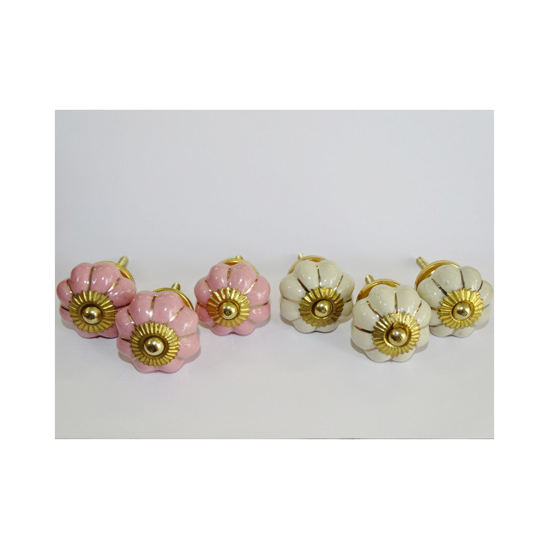 Lot de 6 boutons citrouille 32 mm 3 roses et 3...