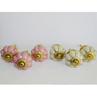 Set di 6 pulsanti di zucca 32 mm 3 rose e 3 beige