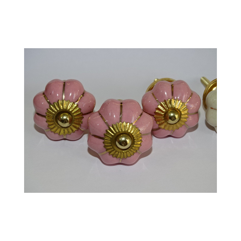 Lot de 6 boutons citrouille 32 mm 3 roses et 3...