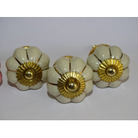 Lot de 6 boutons citrouille 32 mm 3 roses et 3 beige