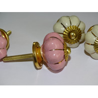 Set di 6 pulsanti di zucca 32 mm 3 rose e 3 beige