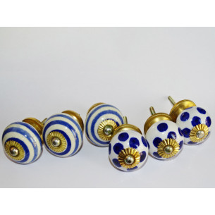 Conjunto de 6 botones de porcelana - Lote 6