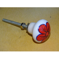 Poignée de tiroir en poire avec fleur rouge