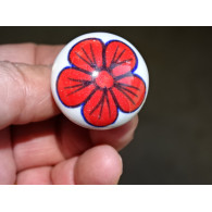 Pear drawer handle with red flower