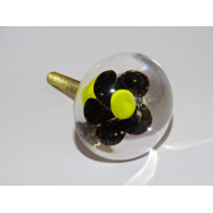 Poignée de meuble transparente fleur noire