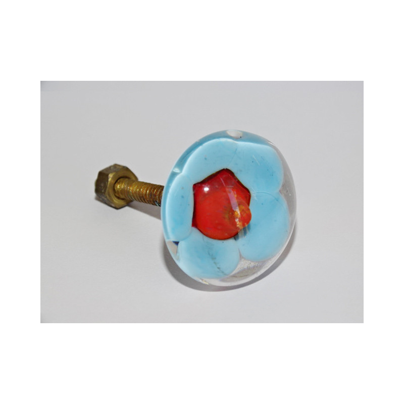 Furniture handle Transparent turquoise flower