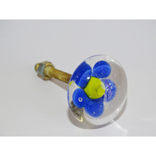 Maniglia della mobilia di colore fiore trasparente blu