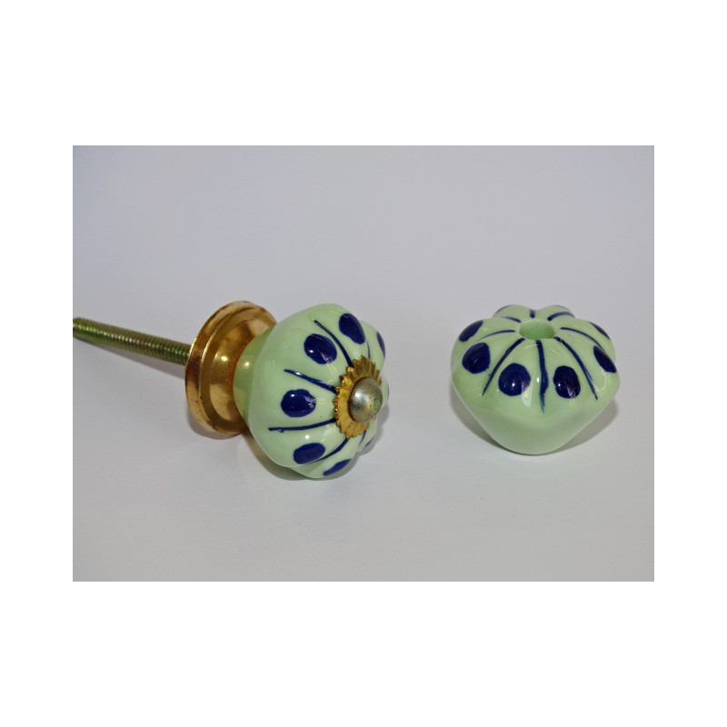 Small Furniture handle Green pumpkin with blue...