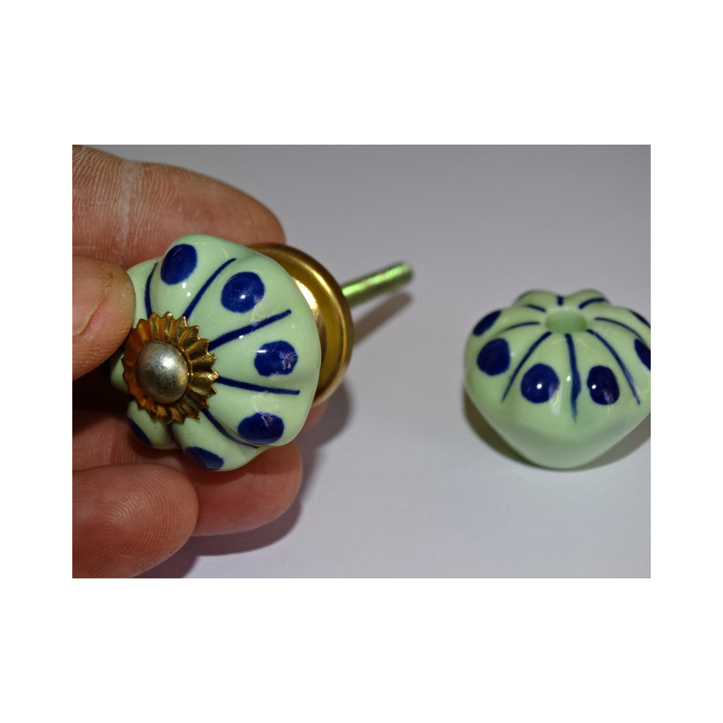 Small Furniture handle Green pumpkin with blue...