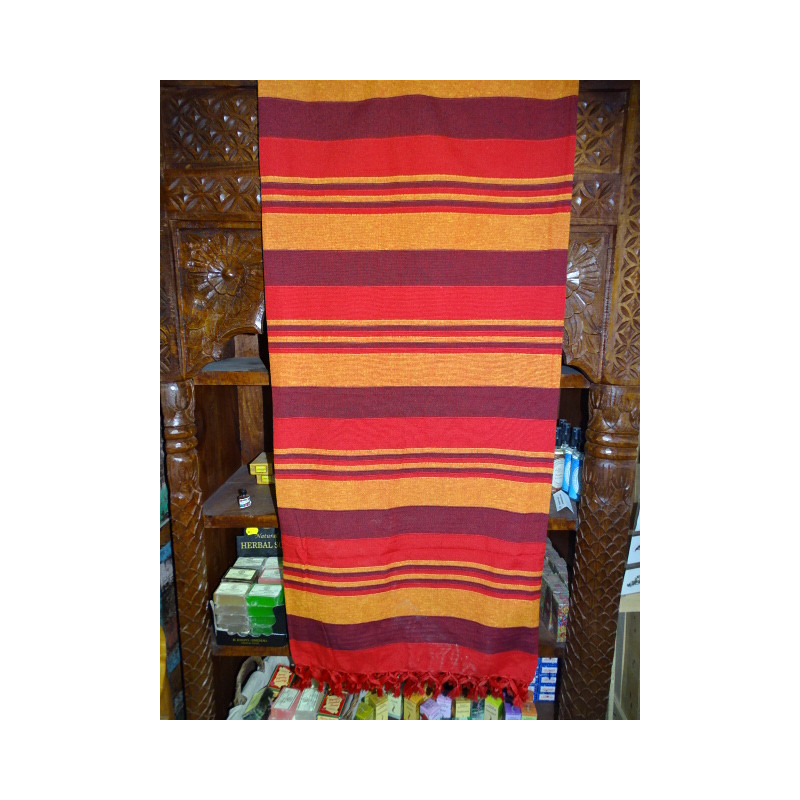 Colcha india KERALA en colores marrón, rojo y...