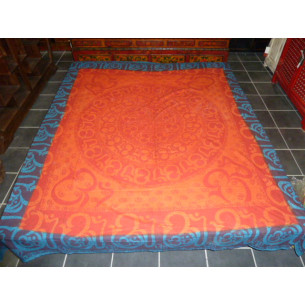 Tenture ronde sanscrit turquoise et orange