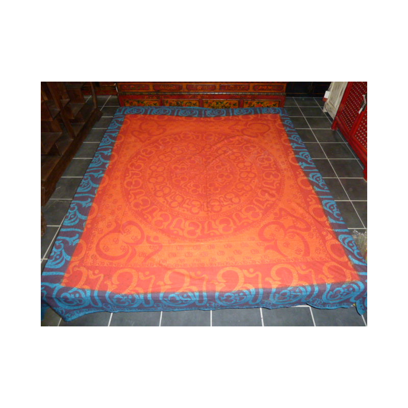 wall hanging round sanscrit turquoise and orange
