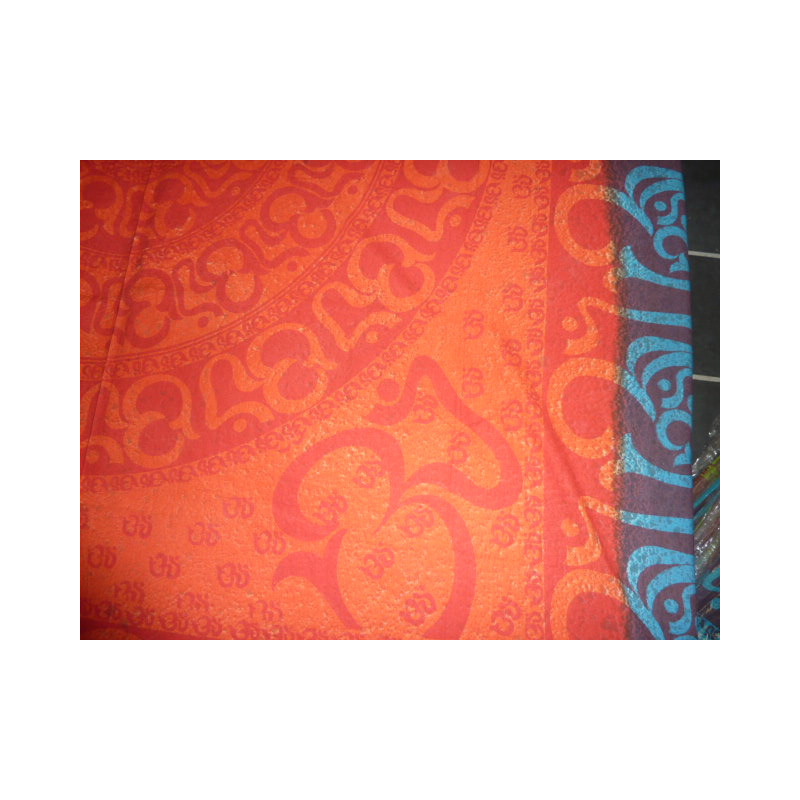 wall hanging round sanscrit turquoise and orange
