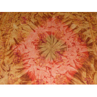 tenture en coton Tye & dye éléphants roses et ocre