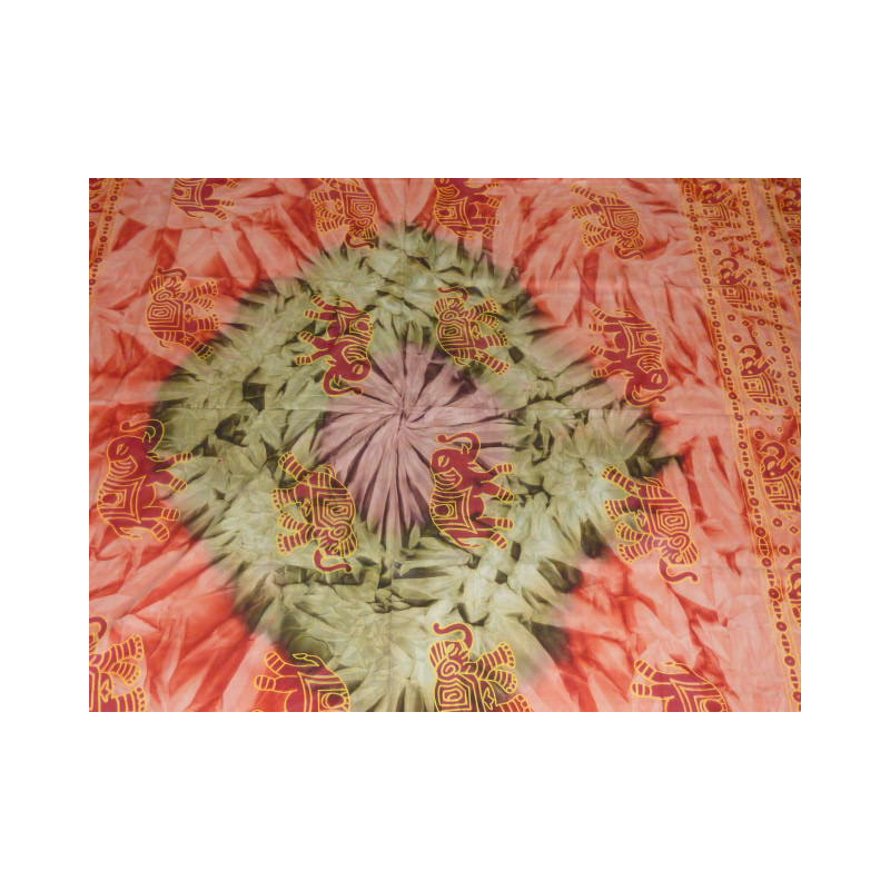 tenture en coton Tye & dye éléphants roses