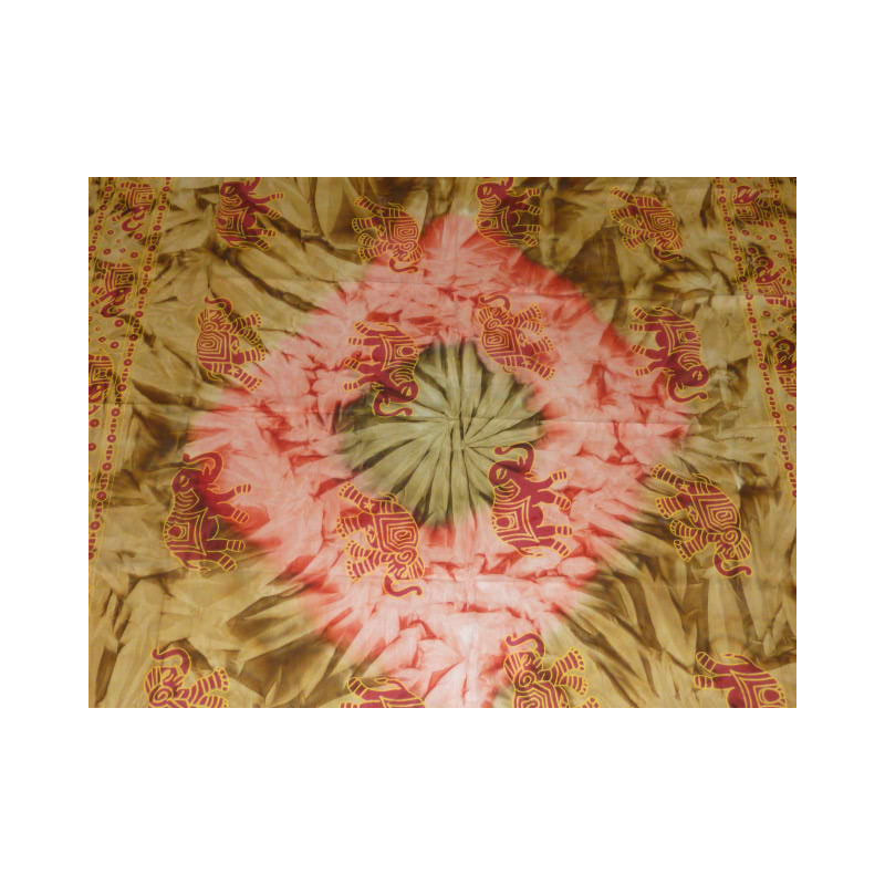 wall hanging round elephants kaki / pink