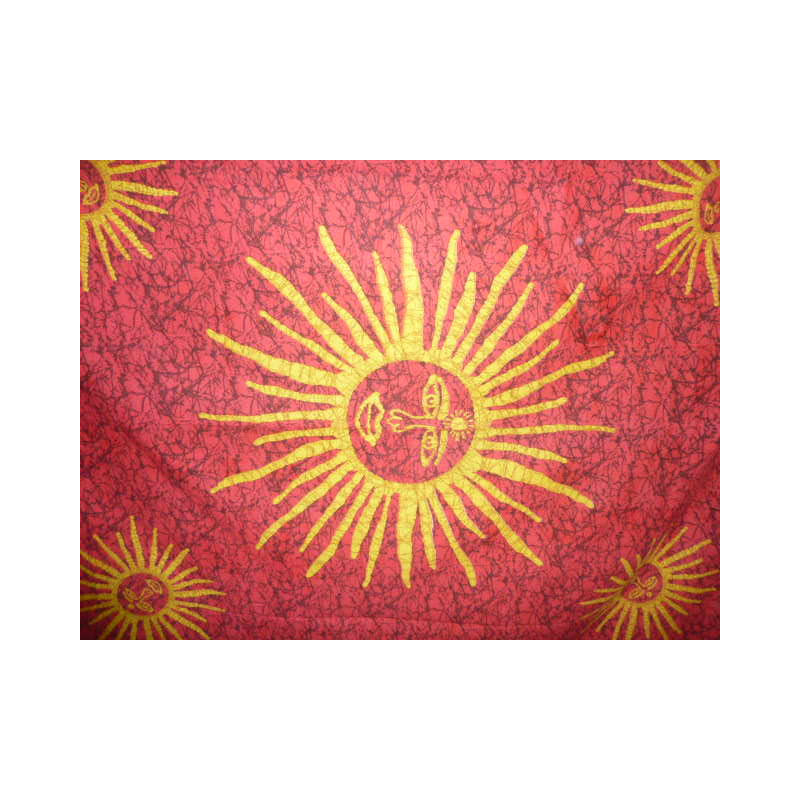 tenture Soleil marbré rouge et jaune
