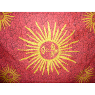 tenture Soleil marbré rouge et jaune