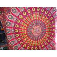 Baumwolle hängend 220 x 200 cm mit rotem Buntglas