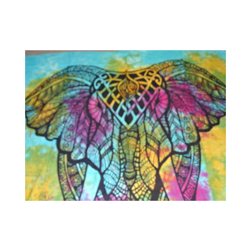 Cotton wall hanging with ceremonial elephant in...
