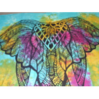 Cotton wall hanging with ceremonial elephant in turquoise color