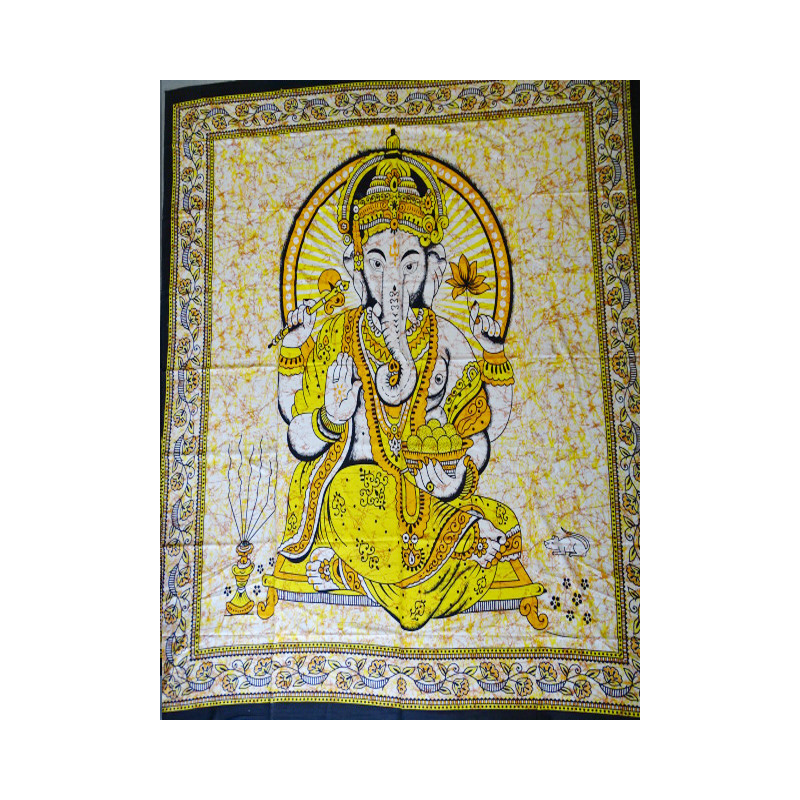 Tenture en coton ou dessus de lit avec Ganesh...