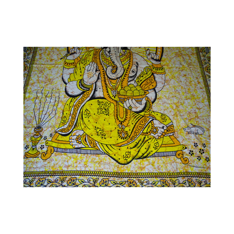 Cotton wall hanging or bedspread with yellow...