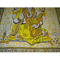 Cotton wall hanging or bedspread with yellow Ganesh